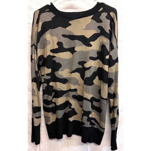Isaac Mizrahi New York Womens Camouflage Knit Sweater Large93% Viscose 7% Nylon - Picture 2 of 5